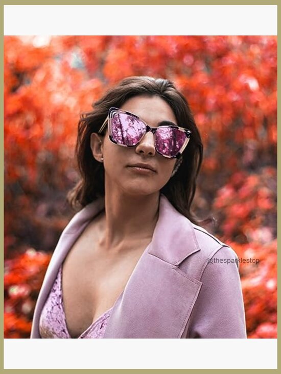 Polarized Retro Cat Eye Sunglasses, Oversized Square Frame main image 5